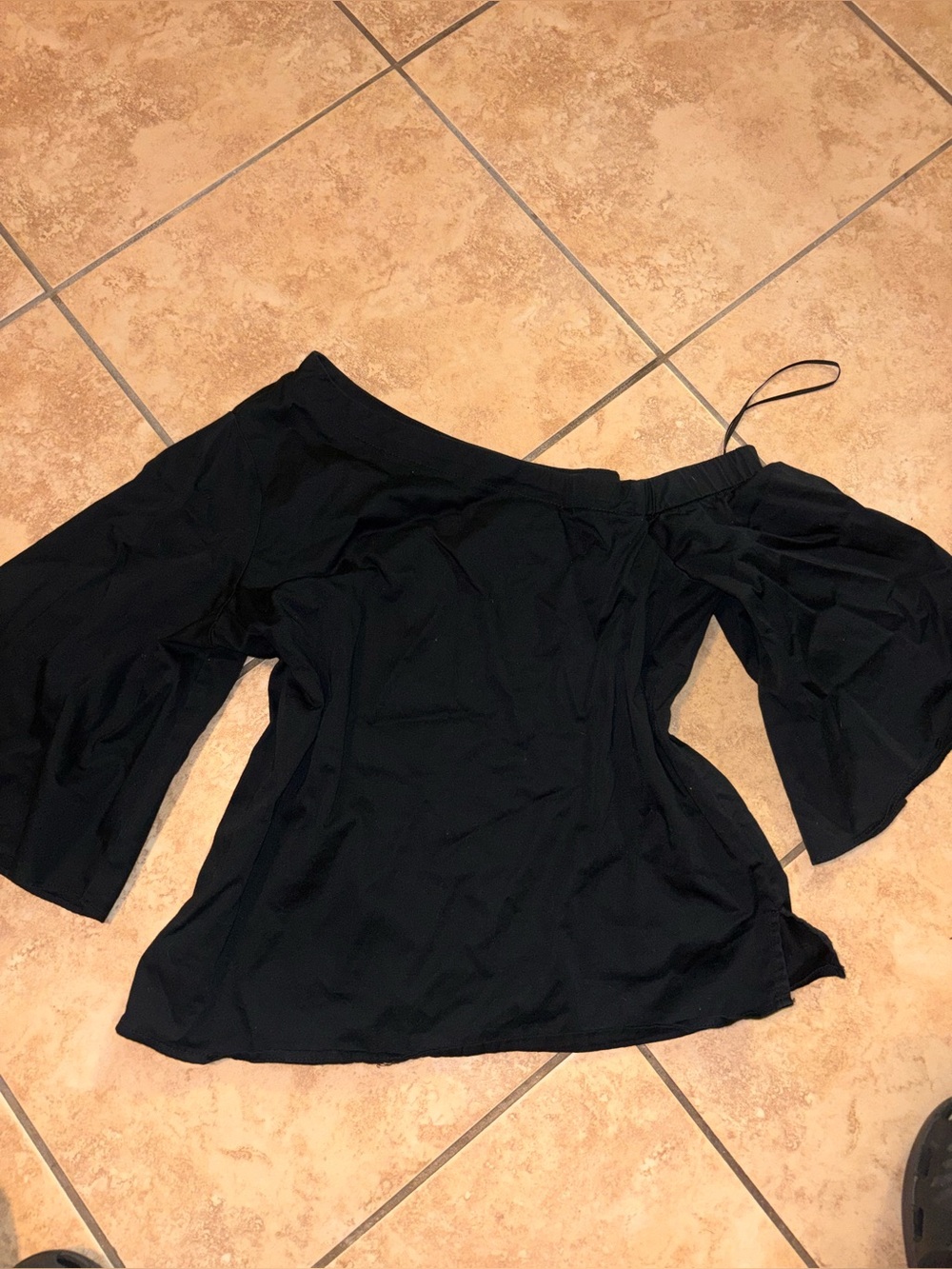 Express Black Off-Shoulder Bell Sleeve Tunic